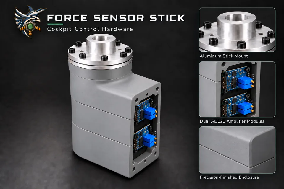 4SB Force Sensor Stick Base mit Aluminiumaufnahme und zwei AD620-Verstärkermodulen