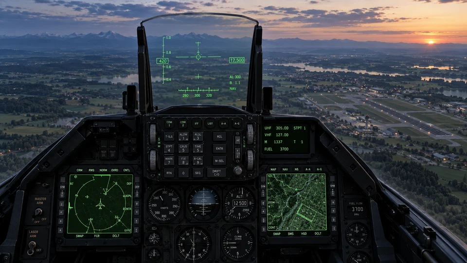 Beleuchtetes Flugzeugcockpit