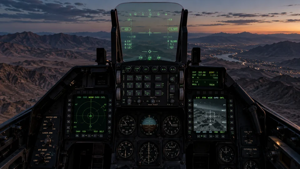 Beleuchtetes Flugzeugcockpit