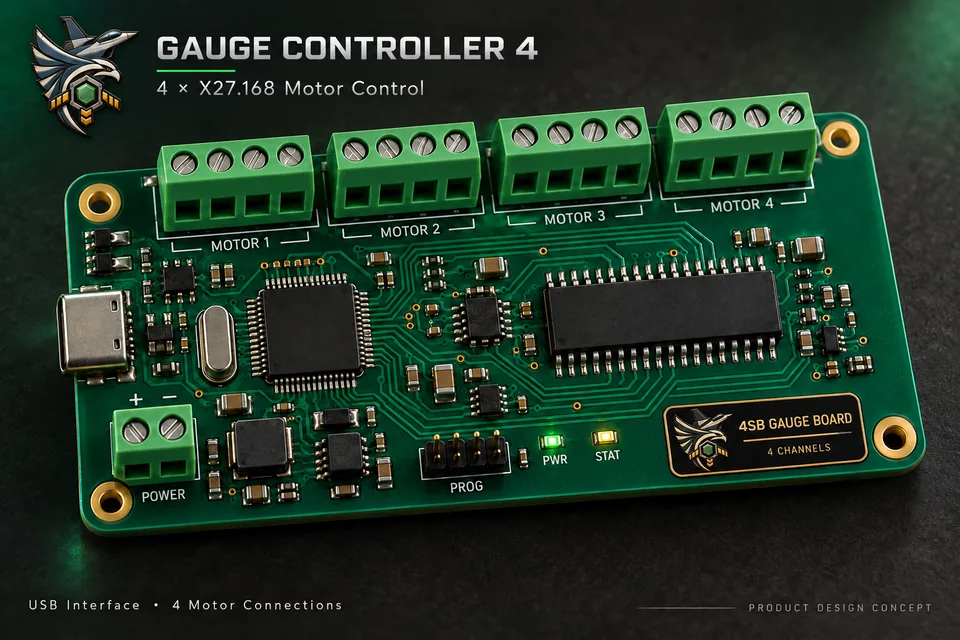 4SB Gauge Controller mit vier Anschlüssen für X27.168-Schrittmotoren